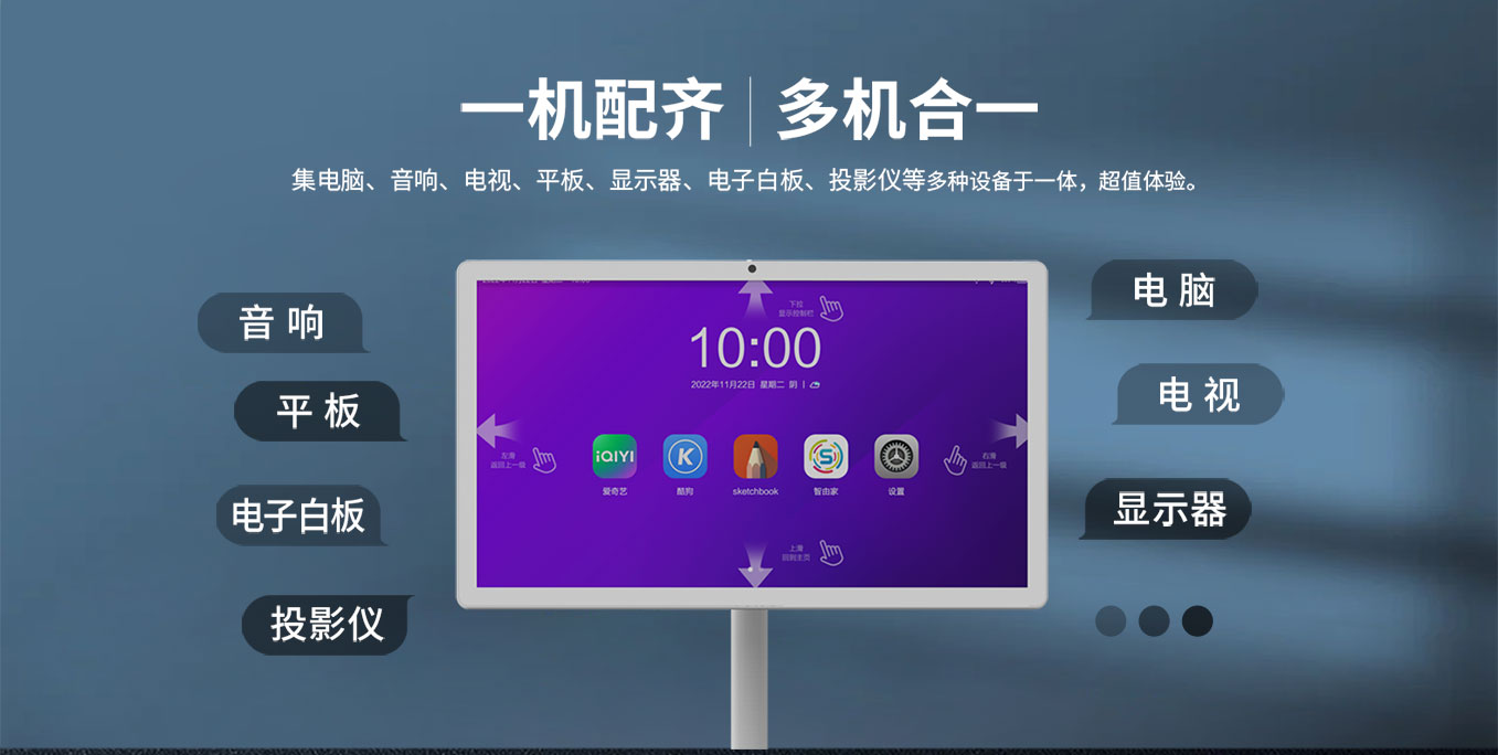 极悦娱乐科技25寸智由屏闺蜜机集白板电脑投影仪等设备于一体